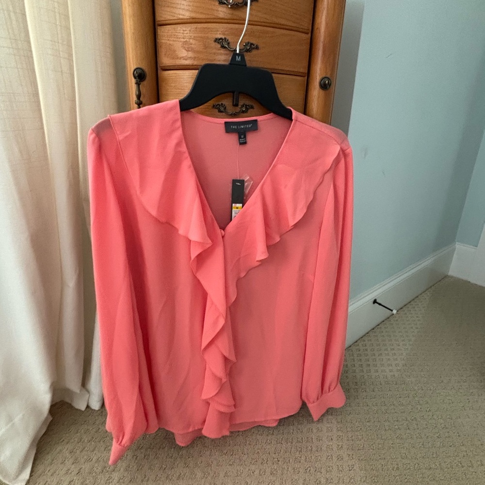 Pink Ruffled Blouse by The Limited
